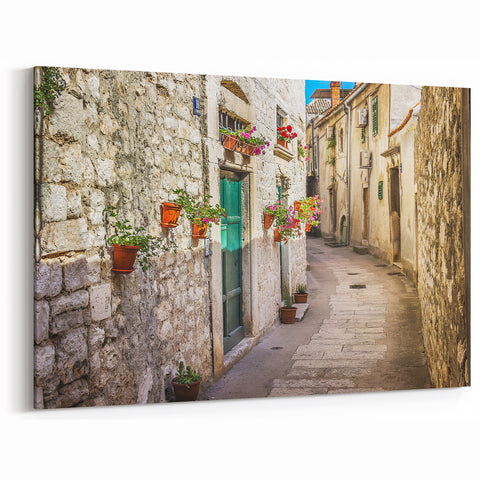 Split Croatia Art - Charming Alleyway Floral Canvas