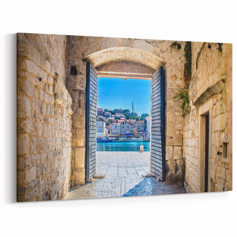 Dubrovnik Wall Art - Historic Harbor Archway View Print