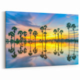 Sunset Reflections - Thai Palm Trees Canvas Art