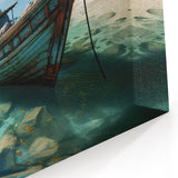 Old Thai Boat on Tranquil Beach - Tropical Canvas Art