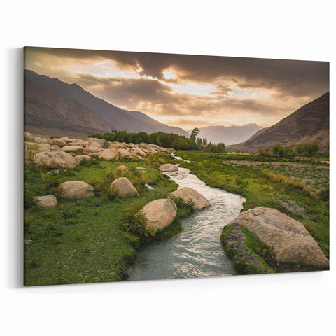 Afghanistan River Valley Art – Serene Afghan Scenery Canvas Prints