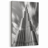 Skyscraper Art Print - Black and White Burj Khalifa Modern Photography