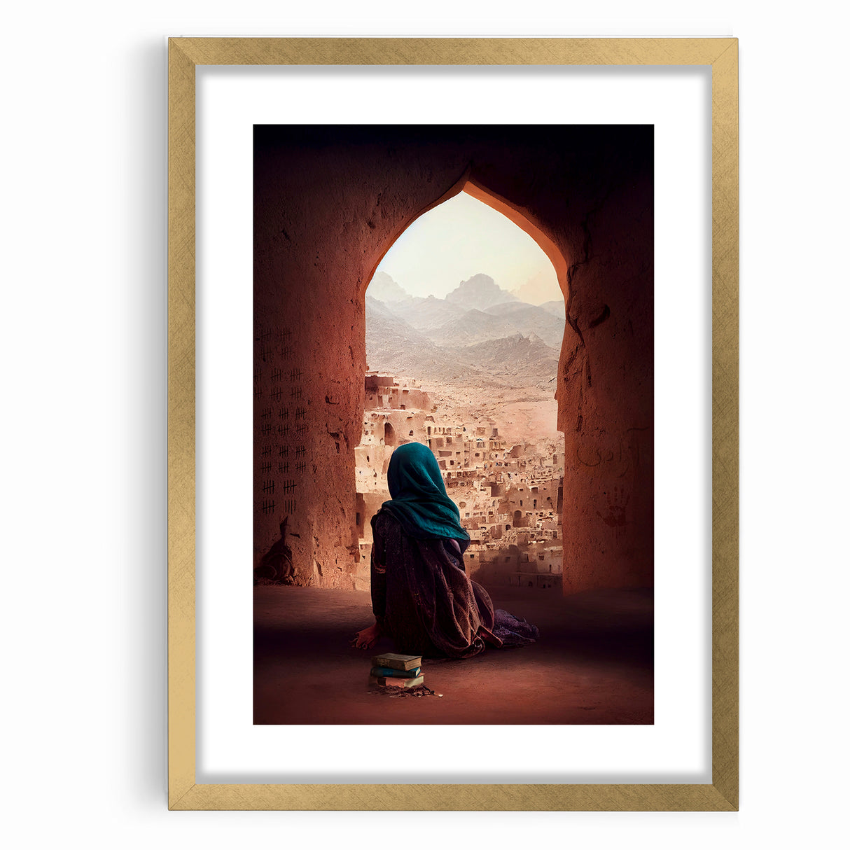 Afghan Woman in Ancient City Wall Art – Afghan Cultural Canvas Prints