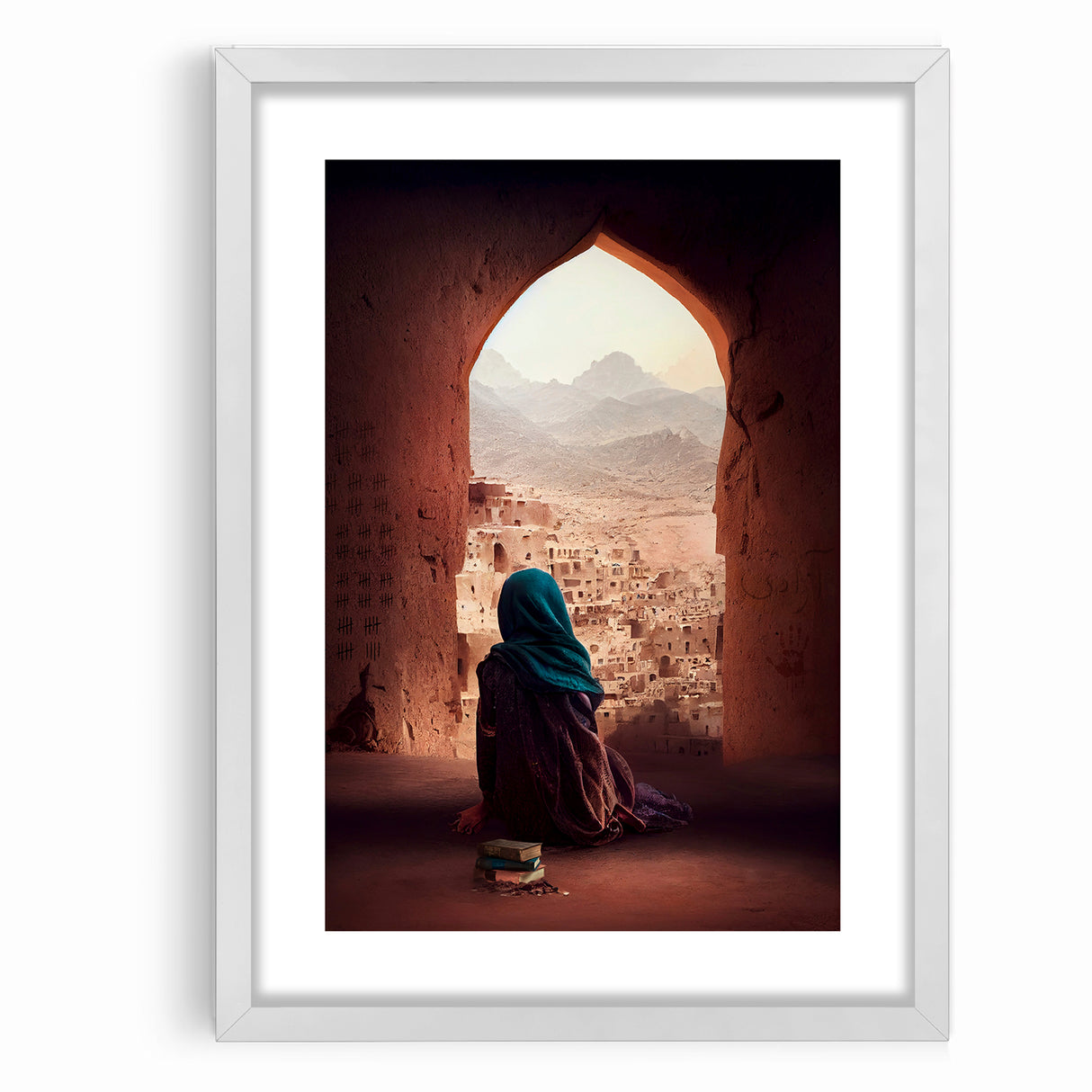 Afghan Woman in Ancient City Wall Art – Afghan Cultural Canvas Prints