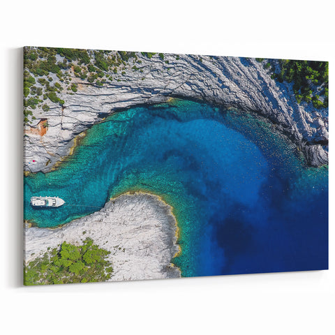 Adriatic Coast Art - Aerial View of Croatian Cove Print