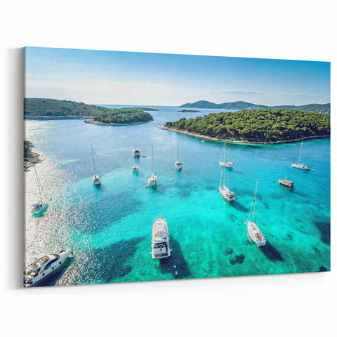 Adriatic Coast Art - Serene Croatian Marina Canvas