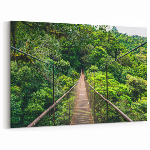 Mystical Costa Rican Rainforest Bridge Canvas - Adventure Art