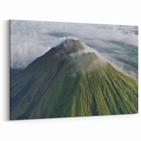 Majestic Costa Rican Volcano Aerial Canvas - Dramatic Landscape Art