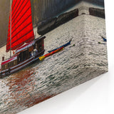Vibrant Halong Bay Voyage - Vietnam Red Sailboat Wall Art Print
