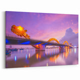 Illuminated Dragon Bridge - Vietnam Nighttime Cityscape Art Print