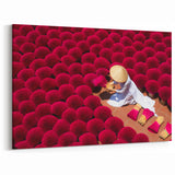 Vibrant Red Incense Crafting - Vietnamese Artisan Wall Art Print