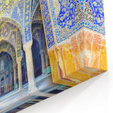 Iranian Landscape Art - Persian Mosque Tile Design with Gold Accents