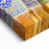 Iranian Landscape Art - Persian Mosque Tile Design with Gold Accents