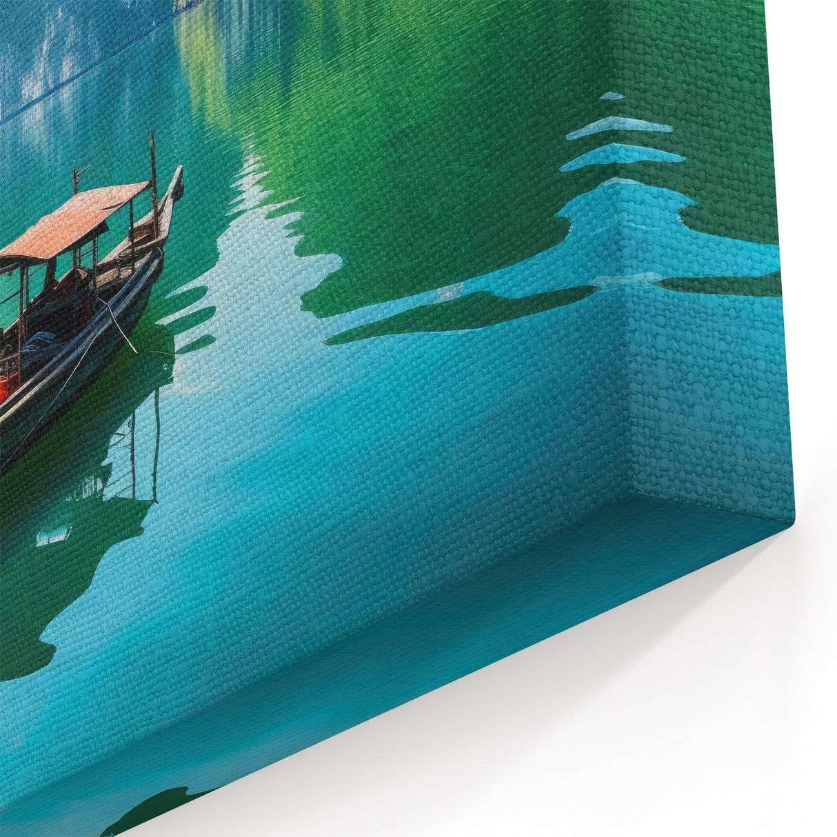 Serene Halong Bay - Traditional Boat in Calm Waters Art