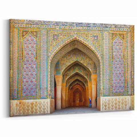 Persian Mosque Wall Art - Vibrant Arches with Intricate Tile Design