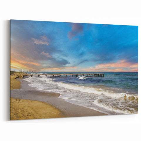 Cyprus Wall Art - Mediterranean Decor Sunset Pier Coastal View