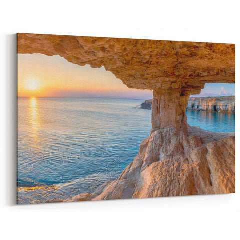 Scenic Cyprus Prints - Coastal Cyprus Landscapes Sea Cave Sunset