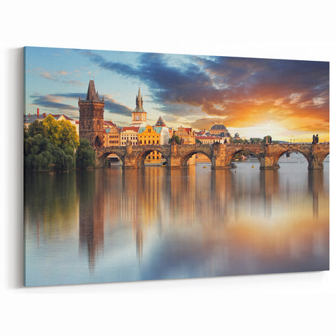 Scenic Czech Landscapes – Prague Canvas Prints of Charles Bridge Sunset