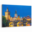 Czech Architecture Decor – Prague Canvas Prints of Charles Bridge at Night