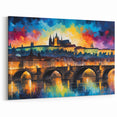 Prague Canvas Prints - Vibrant Night View of Charles Bridge and Castle