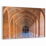 Persian Arch Wall Art - Geometric Brick Corridor with Symmetrical Arches