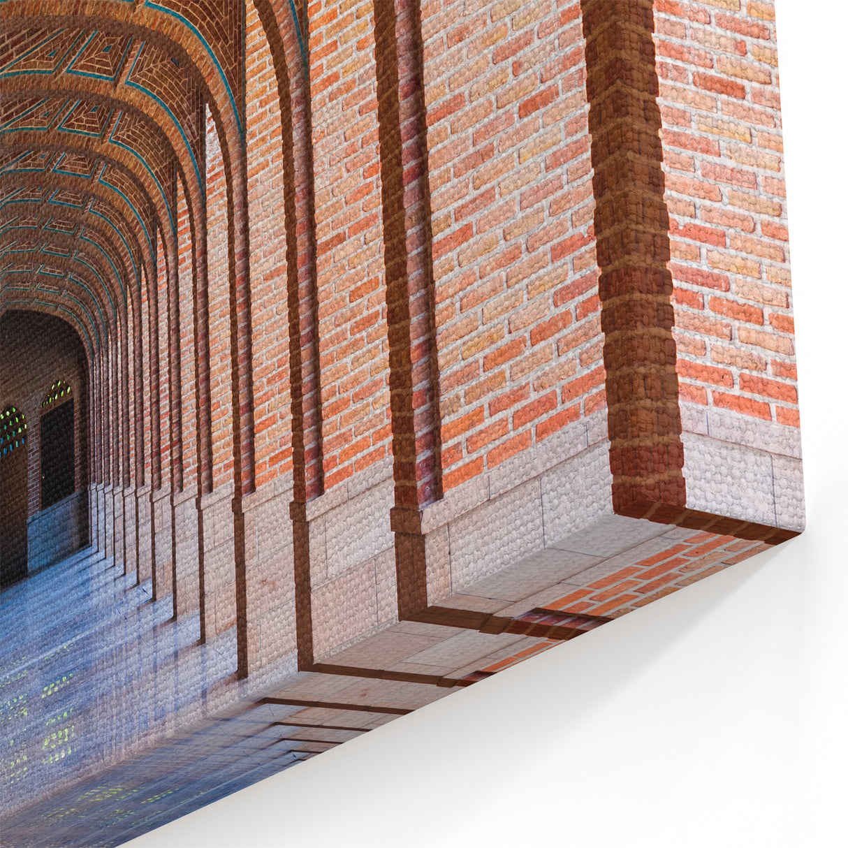 Persian Arch Wall Art - Geometric Brick Corridor with Symmetrical Arches