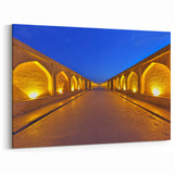 Persian Bridge Wall Art - Golden Arches Illuminated Against Night Sky