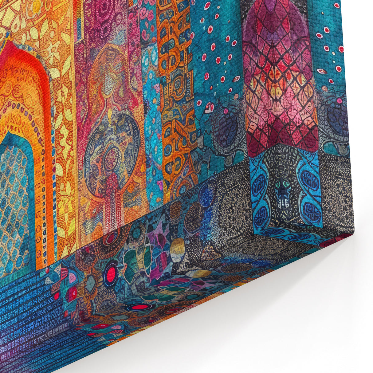 Vibrant Persian Architecture Art - Colorful Mosaic of Persian Buildings