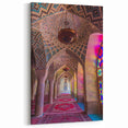 Persian Mosque Interior Wall Art - Colorful Stained Glass and Arches