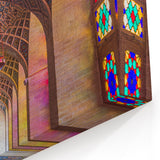 Persian Mosque Interior Wall Art - Colorful Stained Glass and Arches