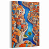 Vibrant Persian Town Art - Colorful Abstract Iranian River Scene