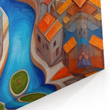 Vibrant Persian Town Art - Colorful Abstract Iranian River Scene