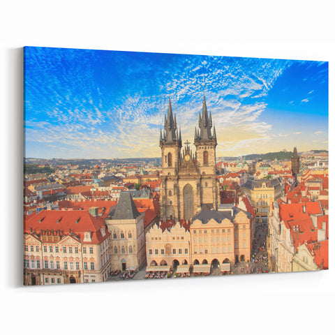 Prague Cityscape Art - Skyline and Cathedral Panorama