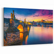 Prague Cityscape Art - Sunset Over Historic Bridges