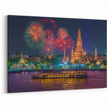Bangkok Fireworks Spectacle - Colorful Skyline Canvas Art