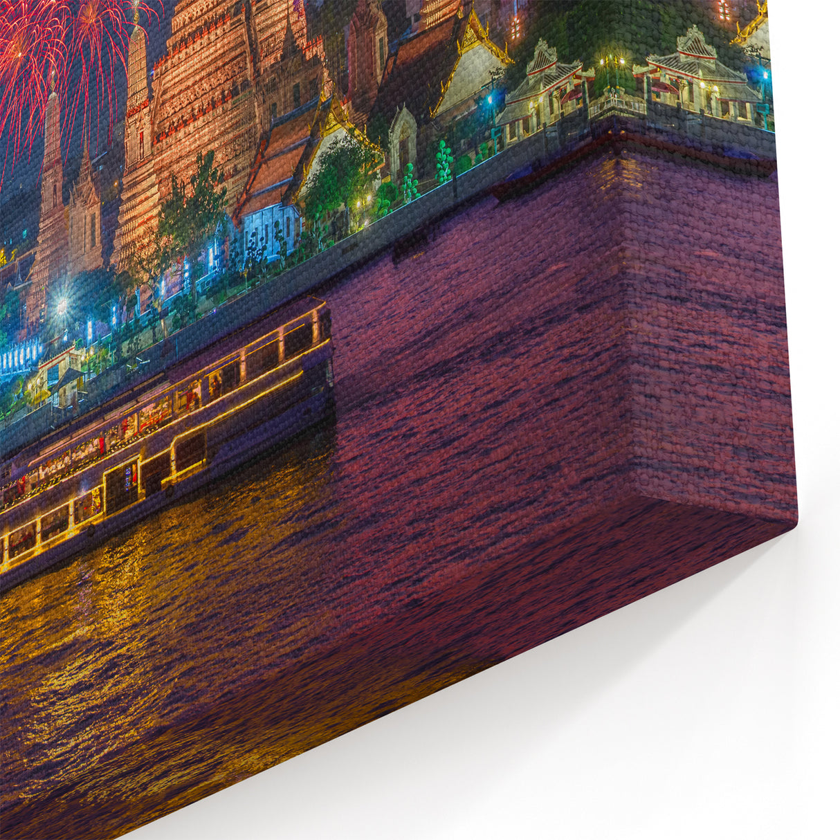 Bangkok Fireworks Spectacle - Colorful Skyline Canvas Art