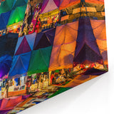 Vibrant Bangkok Market Scene - Colorful Aerial Canvas Art