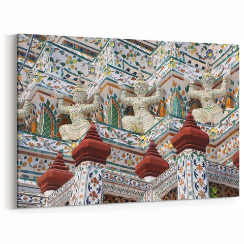 Intricate Temple Guardians - Detailed Bangkok Art Canvas