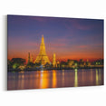 Bangkok Temple at Sunset - Reflective Water Canvas Art