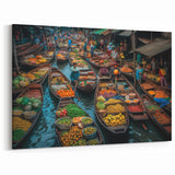 Bangkok Floating Market - Lively Trade Canvas Art