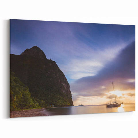 Saint Lucia Canvas Prints - Caribbean Island Piton Mountain Sunset View