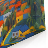 Caribbean Scenery Art - Saint Lucia Colorful Village Night Scene