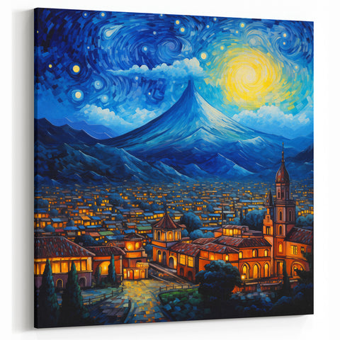 Guatemalan Landscape Art - Starry Night over Antigua