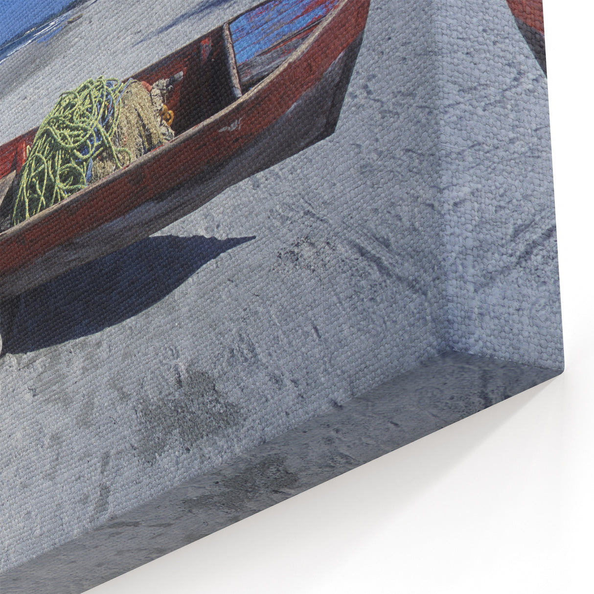 Serene Roatan Beach Scene - Red Boat Coastal Wall Art