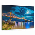 Argentine Night Bridge Art - Illuminated River Crossing