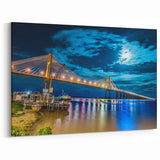 Argentine Night Bridge Art - Illuminated River Crossing