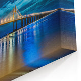 Argentine Night Bridge Art - Illuminated River Crossing