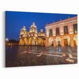 Argentine Church Plaza Art - Illuminated Night View