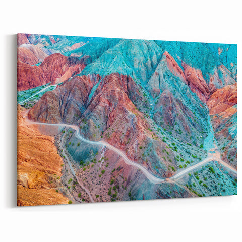 Vivid Argentine Mountains Art - Winding Road Through Colorful Ridges