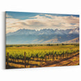 Argentine Vineyard Art - Lush Vines with Mountain Silhouette